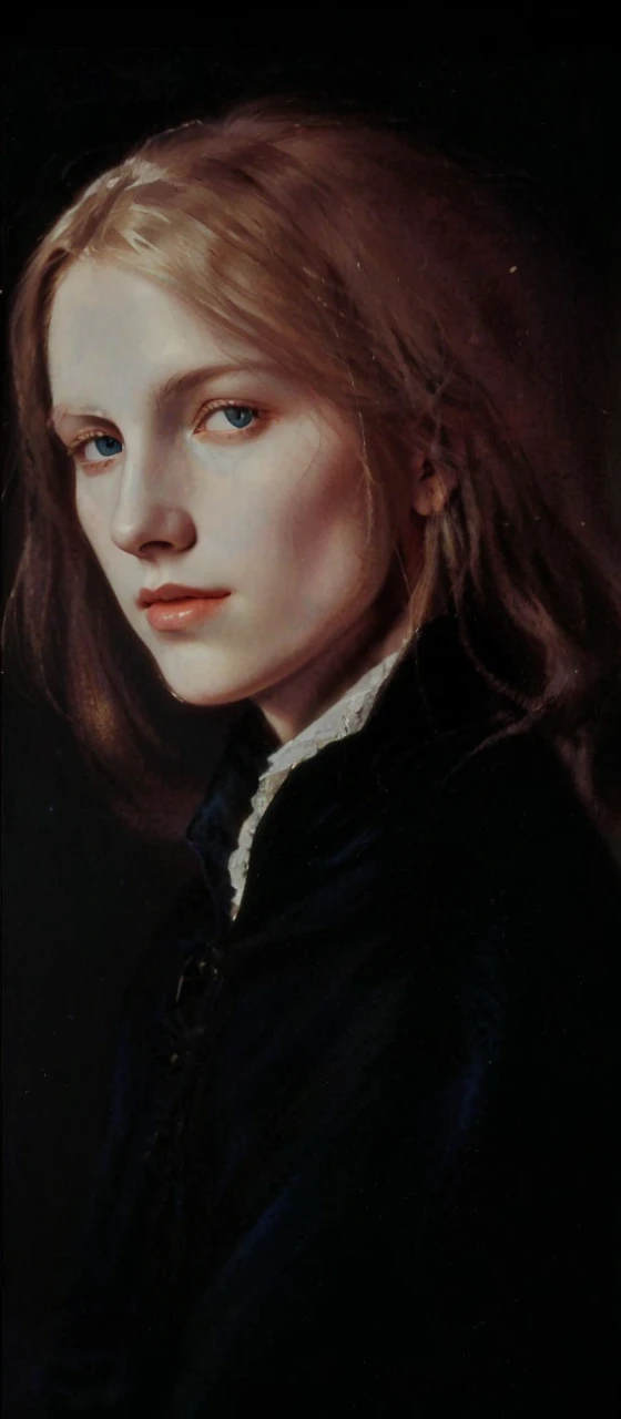 Male, Portrait of Christopher Marlowe, white skin, piercing icy blue eyes, silky golden-brown hair, refined features, charp jawline, clean shaved, black Elizabethan velvet jerkin, embroidered velvet doublet, white laced shirt, art deco style, Alphonse Mucha style, high quality