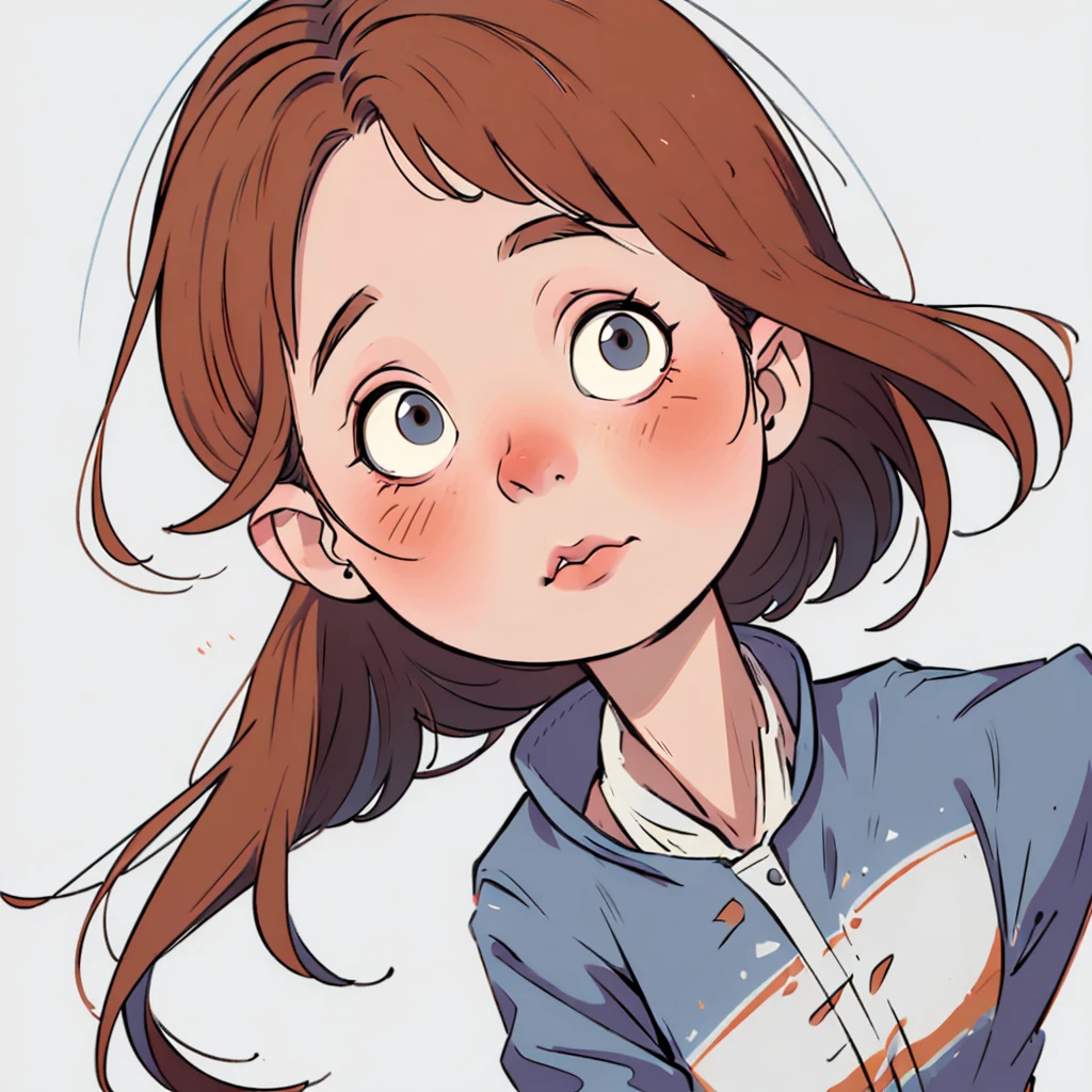 ((best qualityer, high resolution, clean background, linhas grossas, Perfect Anatomia, face perfect)), 1 girl, hair orange, blue colored eyes, White background