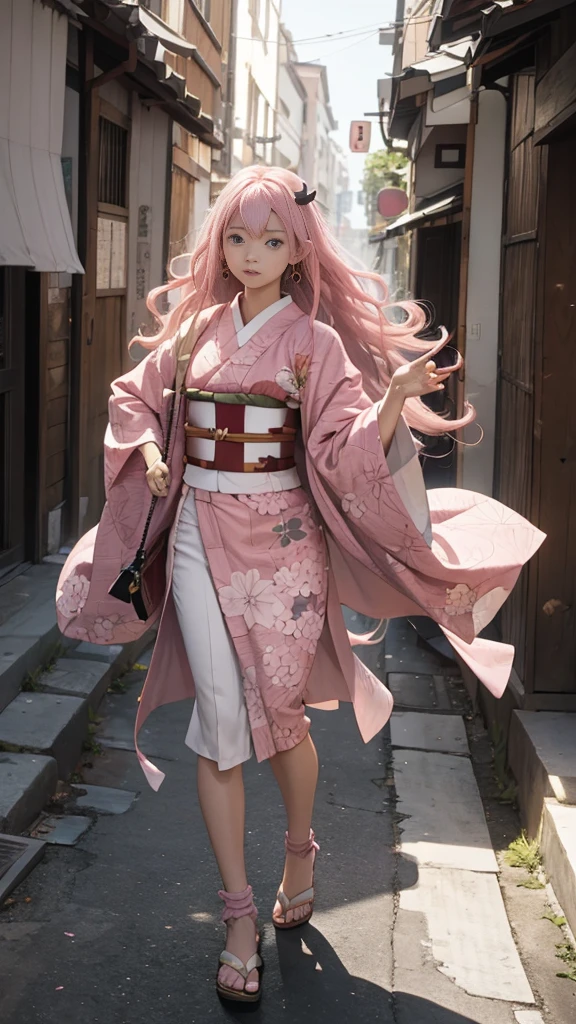 Cute Japanese woman, (16 years old), (Very cute face: 1.3), White and moisturized skin,
BREAK,
Fighter, Kung Fu fighter, Idol,
BREAK,
(Wearing cute kimono: 1.3), (Very revealing kimono), Very large earrings, Short length,
BREAK,
(Long hair), (Gray hair), (Wavy hair), (Gradient pink hair: 1.3), (Red hair at the ends),
BREAK,
(Realistic: 1.3), Masterpiece, Perfect lighting, (Ultra high resolution), (8K), (Very detailed: 1.4), (From the front), Looking at the camera, Melancholic expression, (Full body),
BREAK,
(Japanese city streets: 1.2), (Great fire in the background),
BREAK,
(Demon Slayer: 1.4),
BREAK,
(Hellfire: 1.2), Demon,
