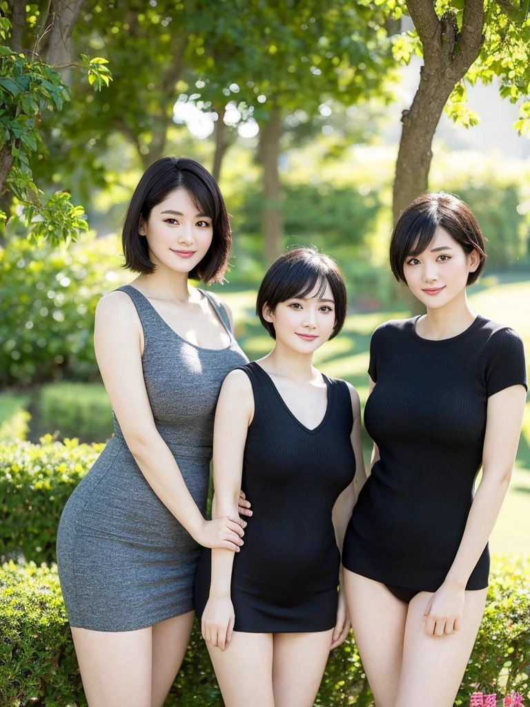 Highest quality、masterpiece、8k、Very detailed、Realistic、(One person)、Looking at me with a smile、whole body、Black Hair、Short Hair、Small face、Slender、(Very large breasts)、Thin and beautiful legs、narrow and constricted waist,、(tight family uniform:1.2)