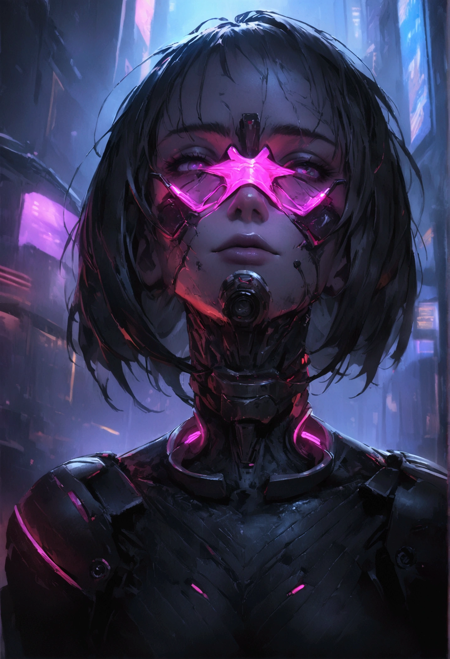 "NSFW Artistic Image *naked girl(, The center of this scene is a full-length portrait of a very beautiful 19-year-old Japanese girl who is a full-body hacker . with a short haircut. Cyberimplants in the face and hands. Cyberpunk tattoos on neck and arms. short boots. fishnet stockings. Stands in the middle of a dirty cyber city street. Taking inspiration from Masamune Shirow, The illustration features sharp focus, Smooth transitions, and an underlying watercolor aesthetic. The environment is full of digital screens and neon lights, adding to the cyberpunk atmosphere.", 35mm, medium shot, studio lighting, highy detailed, octane rendering, ultra HD, realisitic, bright coloured, highy detailed, UHD design, pen and ink, perfect composition, linda, detailed, intricate, insanamente detailed, octane rendering trend in artstation, 8K artistic photography, photorealisitic concept art, soft natural volumetric cinematic perfect light, nsfwde, secret cell phone photo