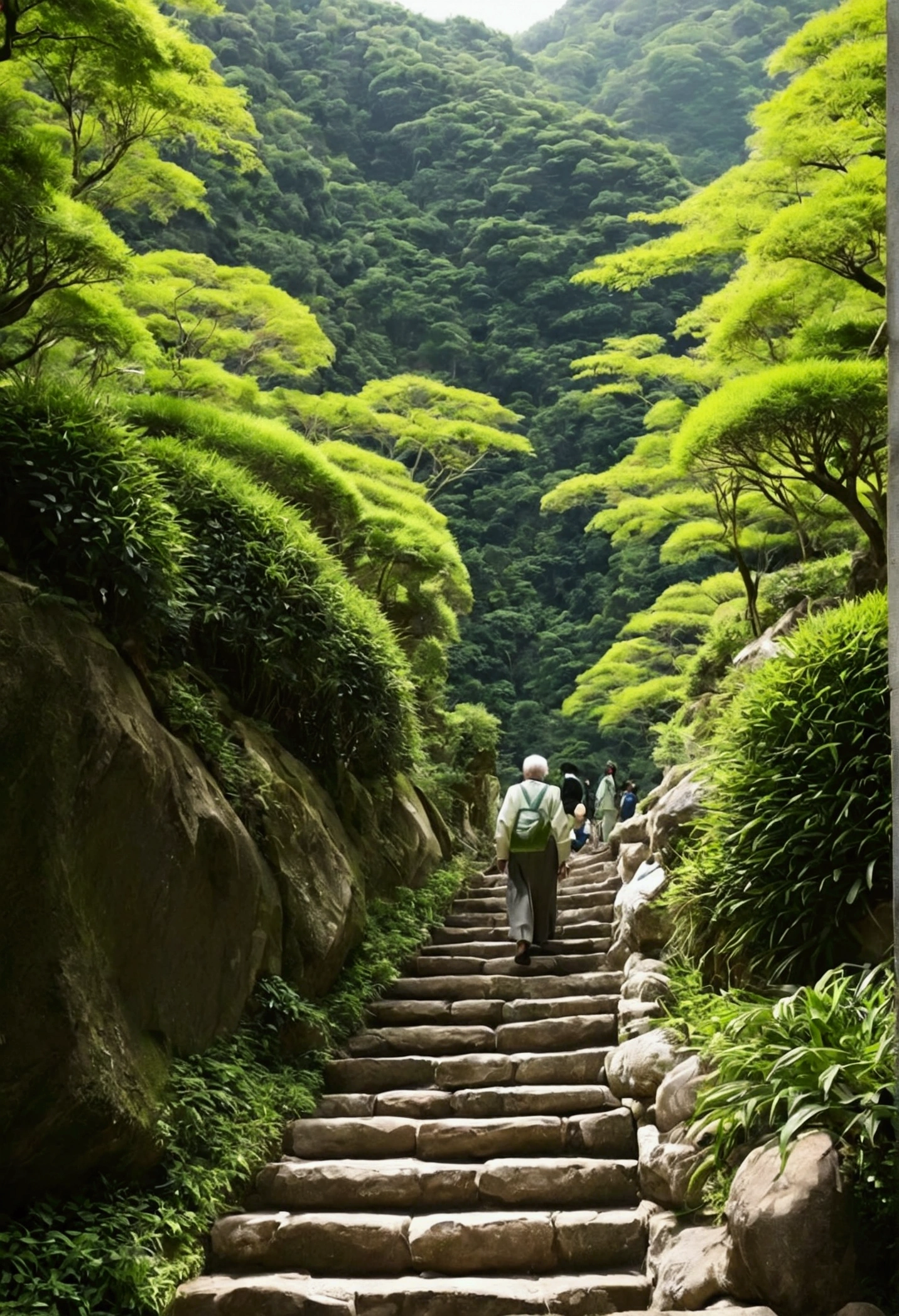Climb to a high place、Respect the Elderly，Green Mountain々and green water，khd，warm，And the sun was shining bright，Quaint