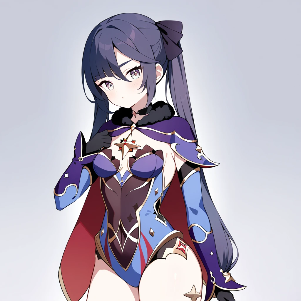 Clear for content,high quality,Mona(genshin impact),with no hat