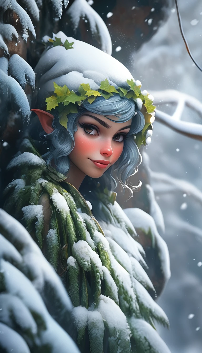 a snowy winter leaf pixie girl on a leaf in the snow, the snow pixie and the world of adventure, photo realism, 8k resolution, the snowy winter leaf pixie and the world of adventure, photo realism, 8k resolution,, garden, trending on artstation, 4k, intricate details, highly detailed, pencil drawing, sketching, unreal engine, greg rutkowski, loish, rhads, beeple, makoto shinkai and lois van baarle, ilya kuvshinov, rossdraws, tom bagshaw, alphonse mucha, oil painting, heavy strokes, paint dripping, oil painting, heavy strokes, paint dripping