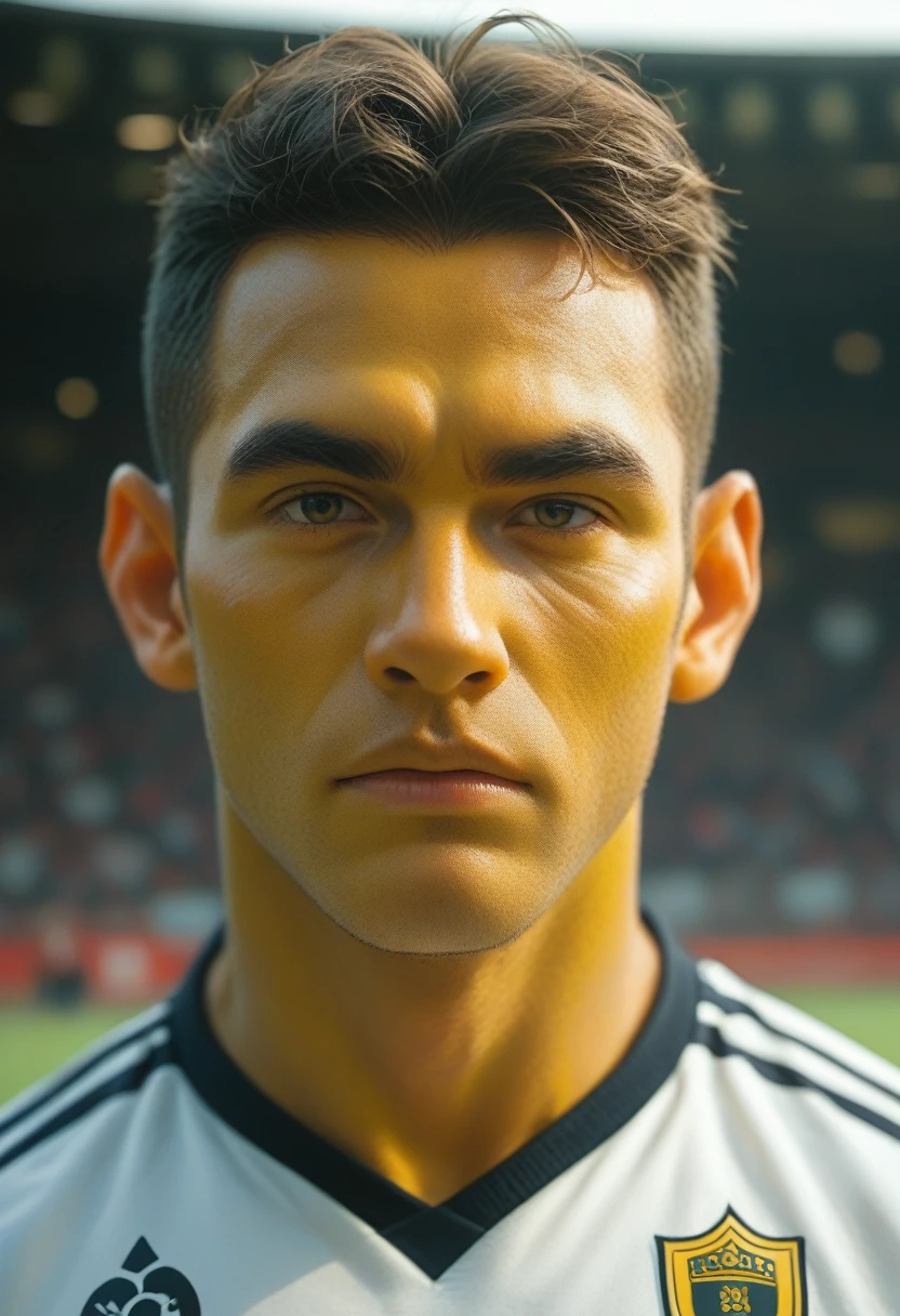 face of handsome soccer superstar male with yellow skin color