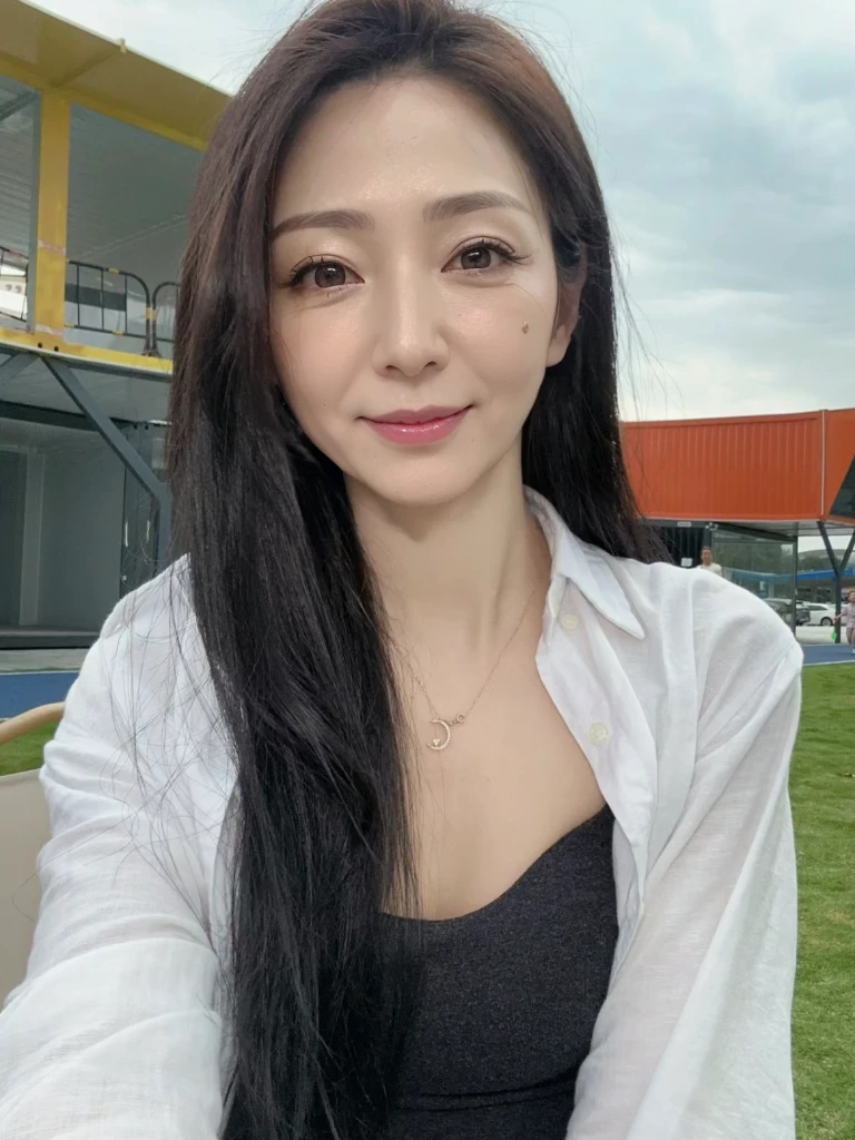 High resolution, High resolution, High detail, masterpiece, Anatomically correct, sharp,((Japanese Mature, 45 years old)), alone, ((Facial wrinkles)), (((Detailed face、Fair skin、The face is faithful to LoRA))), Smile and look forward