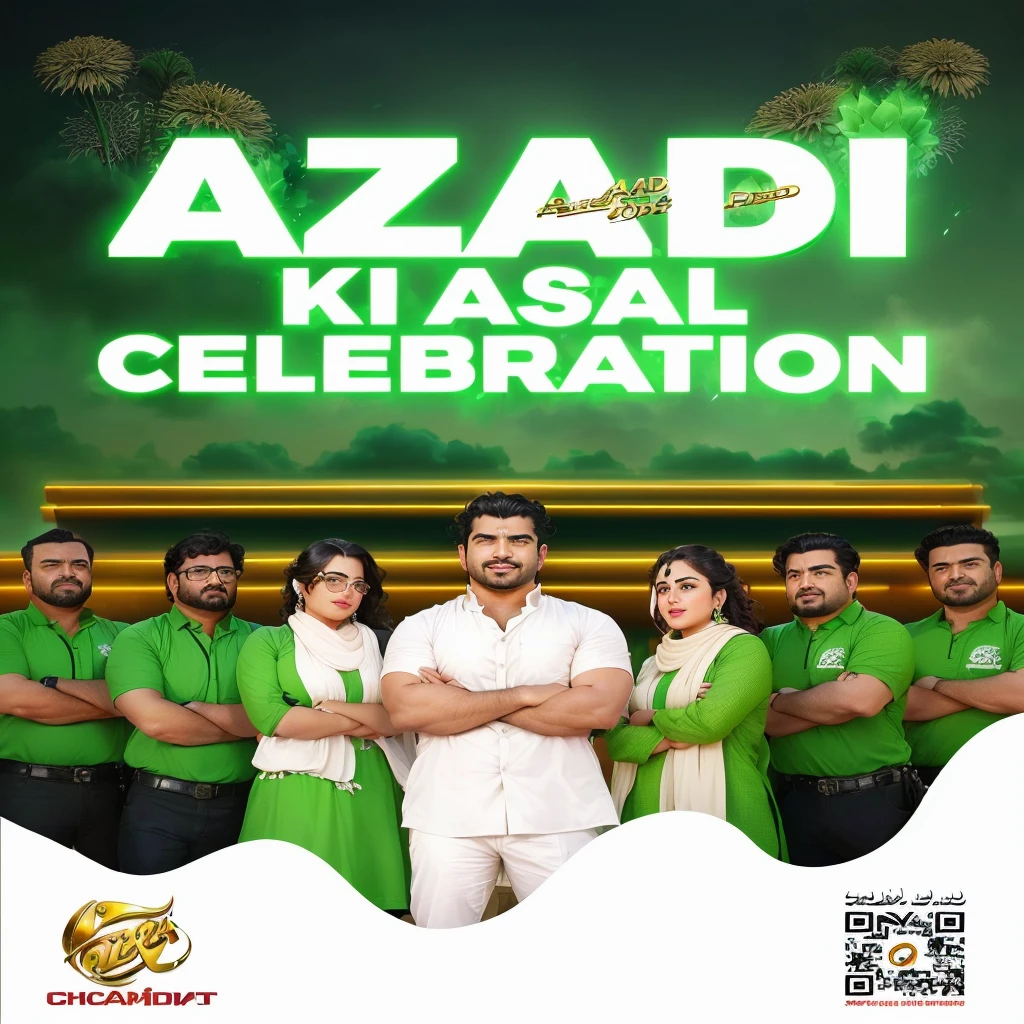 arafed image of a group of people in green shirts, ad, amad, movie promotional image, promo image, celebration, promotional image, by Riza Abbasi, trailer, promotional poster, 6 k, 6k, zido, zee day, grand finale, 🌻🎹🎼, ƒ / 2. 5, ƒ/2.5