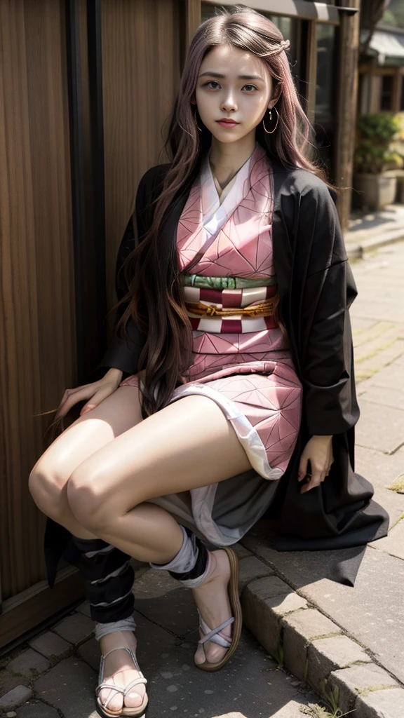Cute Japanese woman, (16 years old), (Very cute face: 1.3), White and moisturized skin,
BREAK,
Fighter, Kung Fu fighter, Idol,
BREAK,
(Wearing cute kimono: 1.3), (Very revealing kimono), Very large earrings, Short length,
BREAK,
(Long hair), (Gray hair), (Wavy hair), (Gradient pink hair: 1.3), (Red hair at the ends),
BREAK,
(Realistic: 1.3), Masterpiece, Perfect lighting, (Ultra high resolution), (8K), (Very detailed: 1.4), (From the front), Looking at the camera, Melancholic expression, (Full body),
BREAK,
(Japanese city streets: 1.2), (Great fire in the background),
BREAK,
(Demon Slayer: 1.4),
BREAK,
(Hellfire: 1.2), Demon,