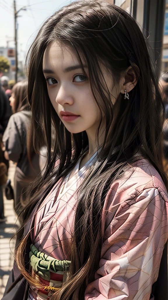Cute Japanese woman, (16 years old), (Very cute face: 1.3), White and moisturized skin,
BREAK,
Fighter, Kung Fu fighter, Idol,
BREAK,
(Wearing cute kimono: 1.3), (Very revealing kimono), Very large earrings, Short length,
BREAK,
(Long hair), (Gray hair), (Wavy hair), (Gradient pink hair: 1.3), (Red hair at the ends),
BREAK,
(Realistic: 1.3), Masterpiece, Perfect lighting, (Ultra high resolution), (8K), (Very detailed: 1.4), (From the front), Looking at the camera, Melancholic expression, (Full body),
BREAK,
(Japanese city streets: 1.2), (Great fire in the background),
BREAK,
(Demon Slayer: 1.4),
BREAK,
(Hellfire: 1.2), Demon,