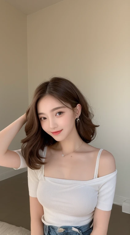 ((Highest quality, 8k, masterpiece: 1.3)), One girl, The beauty of slim abs: 1.3, (Hairstyle Casual, Leaking big boobs: 1.2), dress: 1.1, Very beautiful face, Delicate eyes, double eyelid, smile, Home