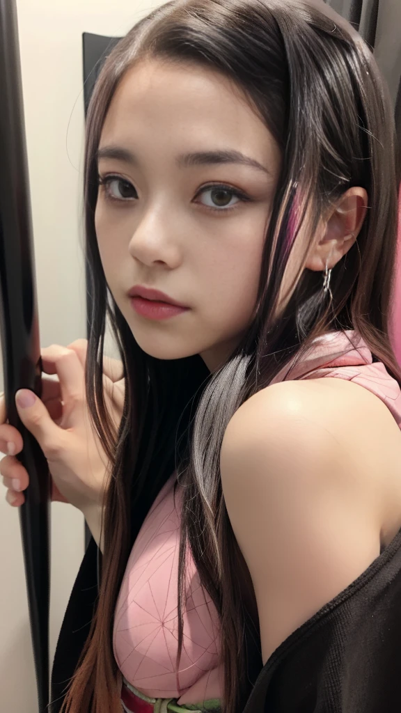 Cute Japanese woman, (), (Very cute face: 1.3), White and moisturized skin,
BREAK,
Fighter, Kung Fu fighter, Idol,
BREAK,
(Wearing cute kimono: 1.3), (Very revealing kimono), Very large earrings, Short length,
BREAK,
(Long hair), (Gray hair), (Wavy hair), (Gradient pink hair: 1.3), (Red hair at the ends),
BREAK,
(Realistic: 1.3), Masterpiece, Perfect lighting, (Ultra high resolution), (8K), (Very detailed: 1.4), (From the front), Looking at the camera, Melancholic expression, (Full body),
BREAK,
(Japanese city streets: 1.2), (Great fire in the background),
BREAK,
(Demon Slayer: 1.4),
BREAK,
(Hellfire: 1.2), Demon,