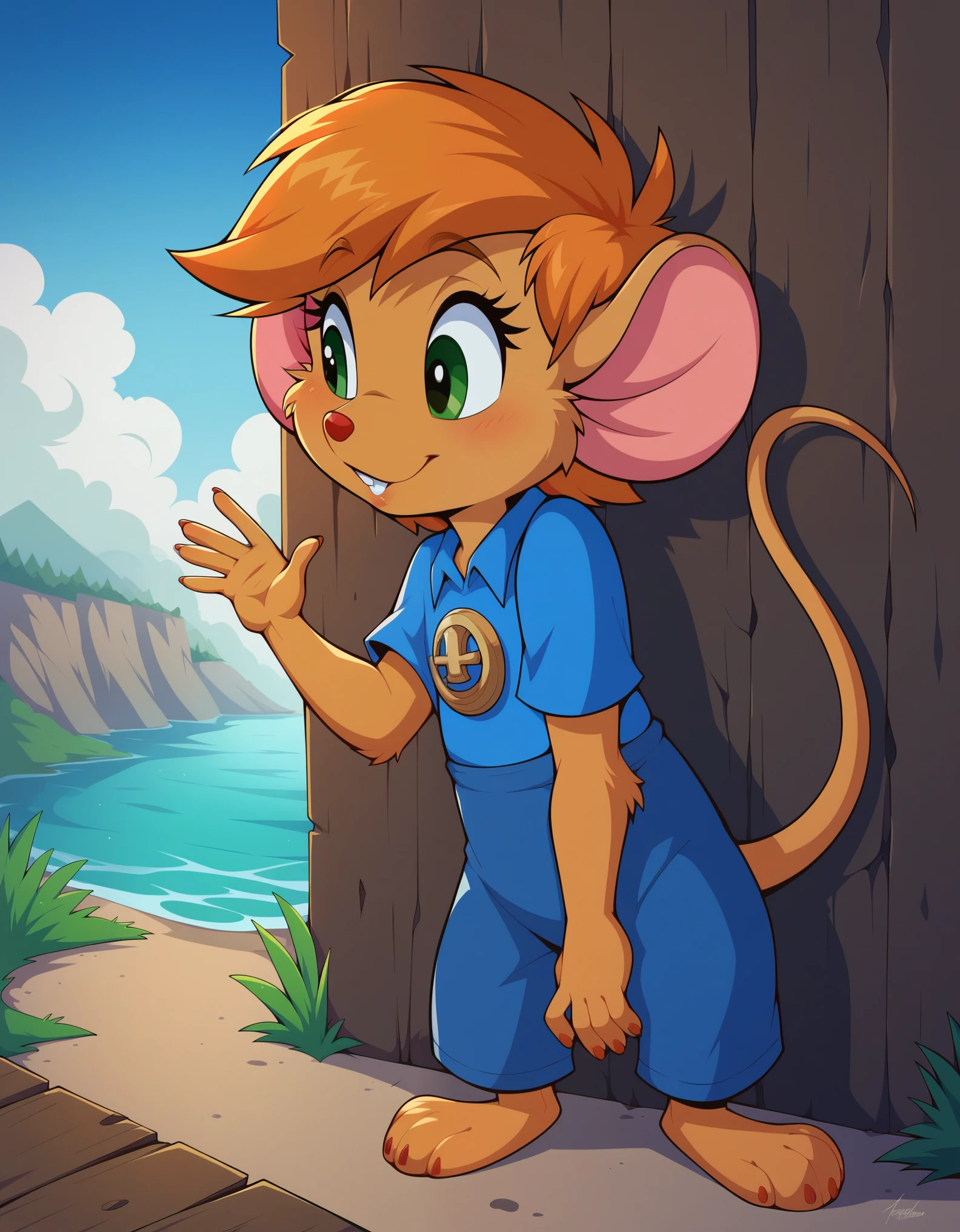 score_9, score_8_up, score_7_up, abigail, short hair, green eyes, animal ears, furry female, mouse ears