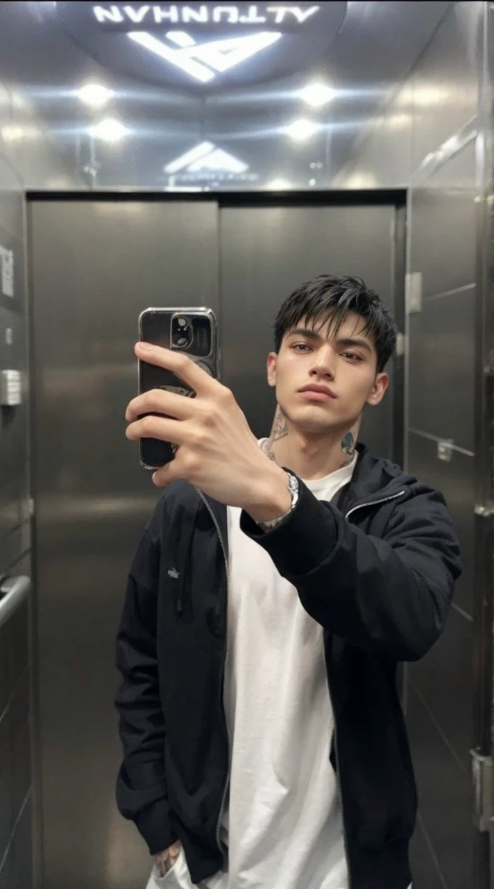 arafed man taking a picture of himself in a mirror, taken at the beginning of 2020, zac retz, wearing no shirt, 18 years old, perfect face and boy, 22 years old, 21 years old, mid shot of a handsome guy, Instagram Selfie, leaked image, 23 year old, Tommy 1 6 years