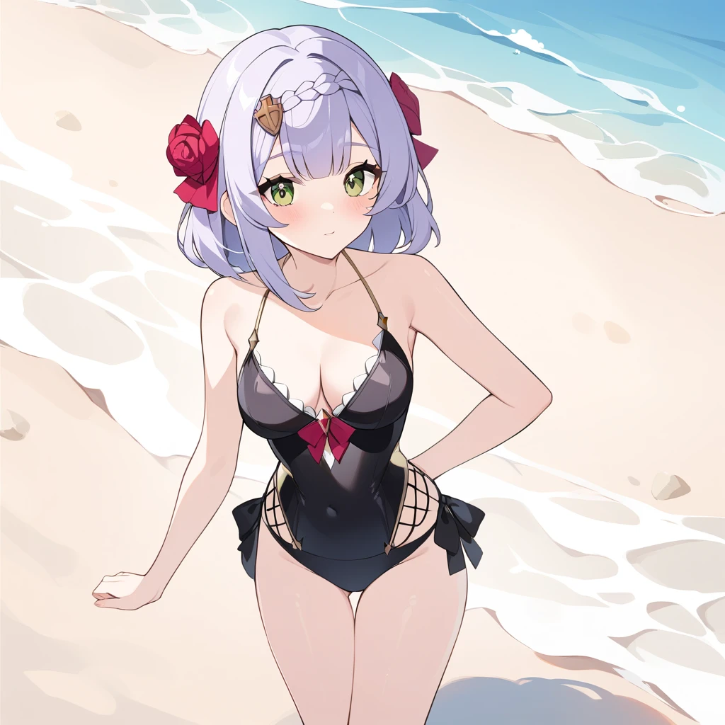 Clear for content,high quality,Noelle(genshin impact),In beach,Elegant swimsuit