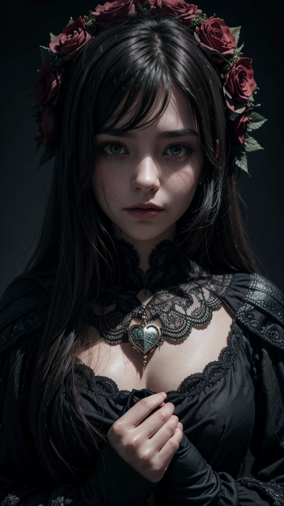 Create a dark fantasy style wallpaper with the phrase "we belong where our hearts go"
