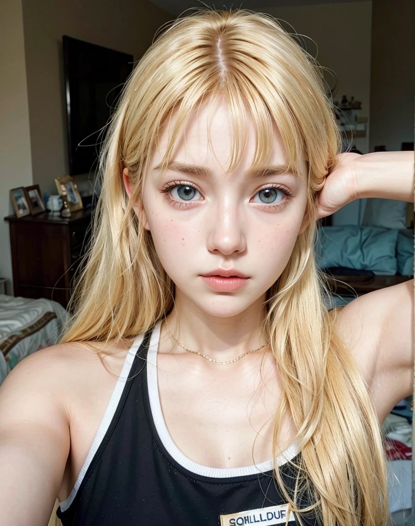 a beautiful girl in her house, detailed face and eyes, long eyelashes, golden hair, sunlight, warm atmosphere, highly detailed, photorealistic, 8k, masterpiece, intricate details, vibrant colors, natural lighting, cinematic composition, dreamy mood, ethereal quality