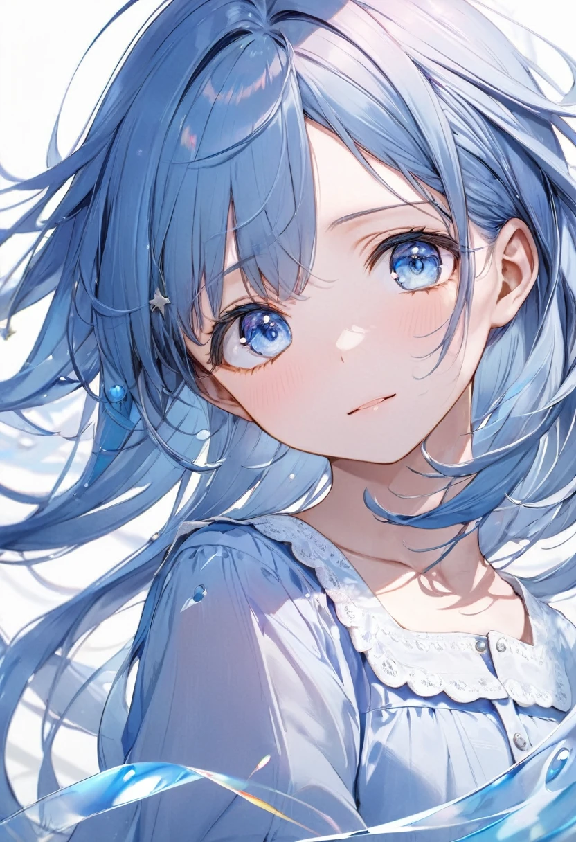 (Maze:1.3 of Chaos style), (Be confused), (soro:2, 15 yo, forehead blue hair long hair cute girl, lovely blue @@ eyes, confused face, Double exposure silhouette), in a summer Neat blouse, BREAK, perfect anatomy, masterpiece, best quality, 16k, beautiful detailed fear, daydreaming expression.
