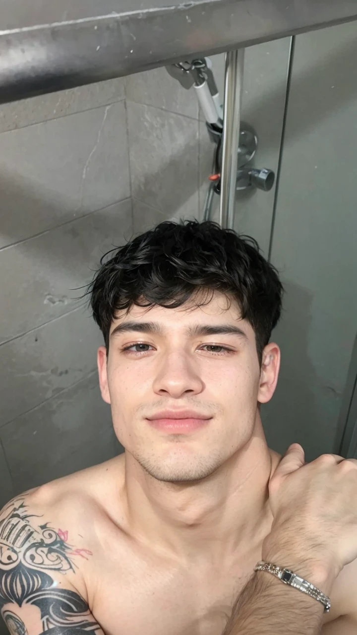 ### Detailed description:
**AGE y apariencia general:**
- **AGE:** 26 years.
- **General appearance:** Realistic and detailed with a look of "bad boy".
**Physical features:**
- **Physicist:** Awesome, muscular - **Skin tone:** A dark tone.
- **face:** attractive, with defined features and a confident expression.
**outfit:**
- **CLOTHES:** CLOTHES casual pero con estilo, maybe with loose black clothes and combined - **tattoos:** A notable tattoo on his arm, which could be a tribal design, geometric or something symbolic.
**Extras:**
- **Attitude:** A confident and secure attitude, perhaps with a penetrating gaze and a relaxed but dominant posture.