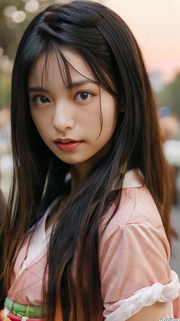 Cute Japanese woman, (), (Very cute face: 1.3), White and moisturized skin,
BREAK,
Fighter, Kung Fu fighter, Idol,
BREAK,
(Wearing cute kimono: 1.3), (Very revealing kimono), Very large earrings, Short length,
BREAK,
(Long hair), (Gray hair), (Wavy hair), (Gradient pink hair: 1.3), (Red hair at the ends),
BREAK,
(Realistic: 1.3), Masterpiece, Perfect lighting, (Ultra high resolution), (8K), (Very detailed: 1.4), (From the front), Looking at the camera, Melancholic expression, (Full body),
BREAK,
(Japanese city streets: 1.2), (Great fire in the background),
BREAK,
(Demon Slayer: 1.4),
BREAK,
(Hellfire: 1.2), Demon,