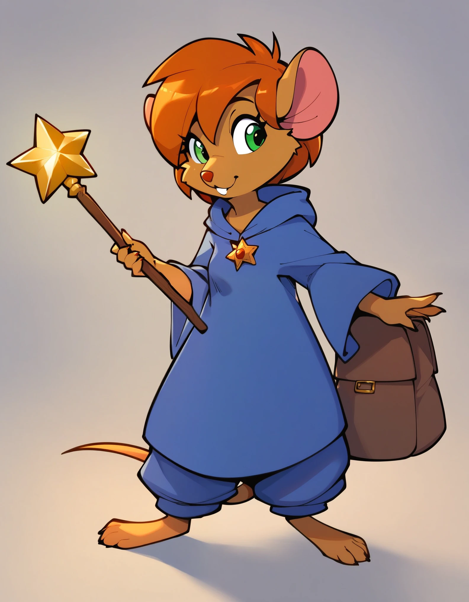 score_9, score_8_up, score_7, rating_safe, sabigail, short hair, green eyes, animal ears, furry female, mouse ears, witch, wand, robes, hogwarts magic