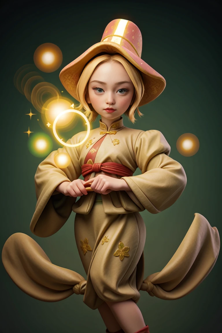 an epic colorful book cover of a 20th century young Blonde 20 year old Swedish witch, green eyes, transported in Tang Dynasty times in ancient China, European face, Tang dynasty clothes, wearing colorful red hanfu, neutral expression, holding a shining magic book, in a palace room, masterpiece, best quality, trending on artstation, intricate details, eerie magical atmosphere, sparkles, epic background, Chinese palace in the background