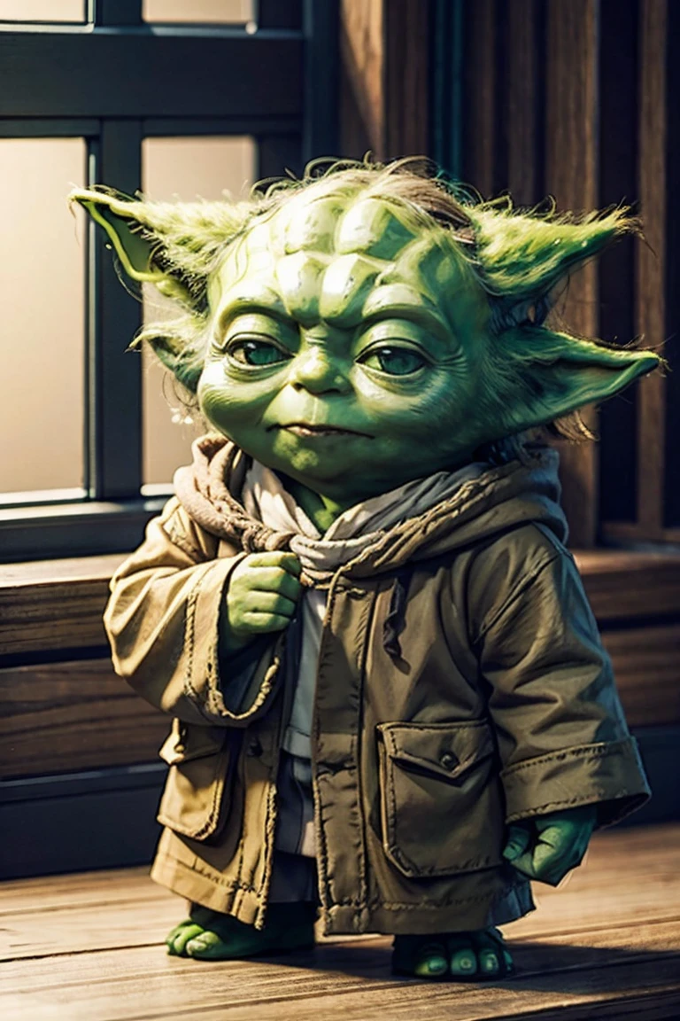 short yoda with a full head of shaggy thick hair