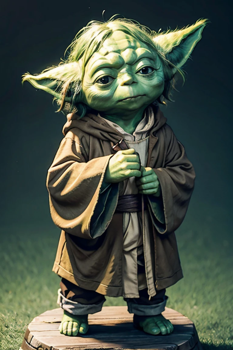short yoda with a full head of shaggy thick hair