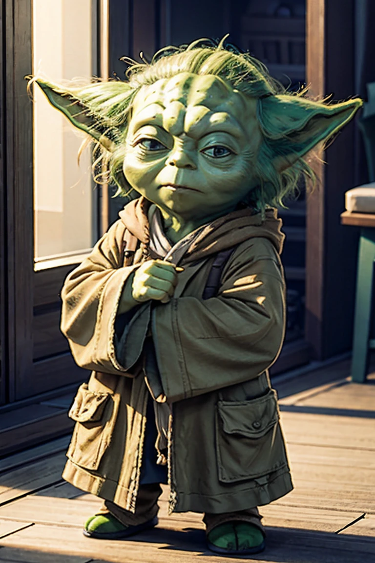 short yoda with a full head of shaggy thick hair