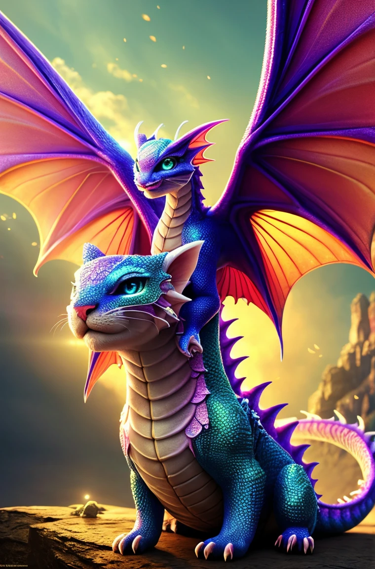 cute baby pink Dragon with mesmerizing feature butterfly ethereal wings masterpiece, top quality, best quality, official art, beautiful and aesthetic:1.2), (1dragon), extreme detailed,(fractal art:1.3), colorful, highest detailed, (masterpiece, best quality:1.3) 1 bright-amber, blue, green cat like-eyes, professional digital painting, Unreal Engine 5. playful teasing expression, finely detailed eyes, happy mood, epic scene, epic composition, Cinematic Lighting, Volumetric Lighting, ethereal light, intricate details, extremely detailed volumetric rays. oil painting, Detailed facial features, Sunlight, bright colors, dramatic lighting, expressive eyes, High Resolution, 4K quality, Photorealistic