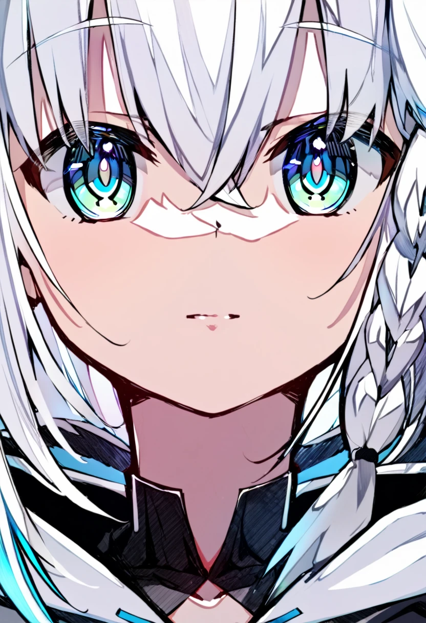 one girl, Shirakami Fubuki, fox ears, white hair, upperbody focus