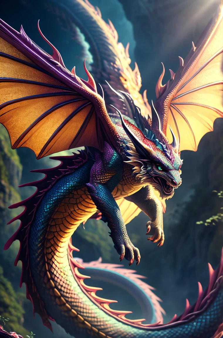 cute  pink Dragon with mesmerizing feature butterfly ethereal wings masterpiece, top quality, best quality, official art, beautiful and aesthetic:1.2), (1dragon), extreme detailed,(fractal art:1.3), colorful, highest detailed, (masterpiece, best quality:1.3) 1 bright-amber, blue, green cat like-eyes, professional digital painting, Unreal Engine 5. playful teasing expression, finely detailed eyes, happy mood, epic scene, epic composition, Cinematic Lighting, Volumetric Lighting, ethereal light, intricate details, extremely detailed volumetric rays. oil painting, Detailed facial features, Sunlight, bright colors, dramatic lighting, expressive eyes, High Resolution, 4K quality, Photorealistic