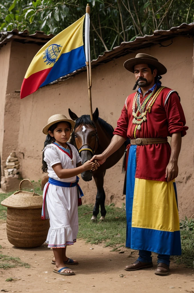 Colombian flag wielded by a brave Colombian peasant