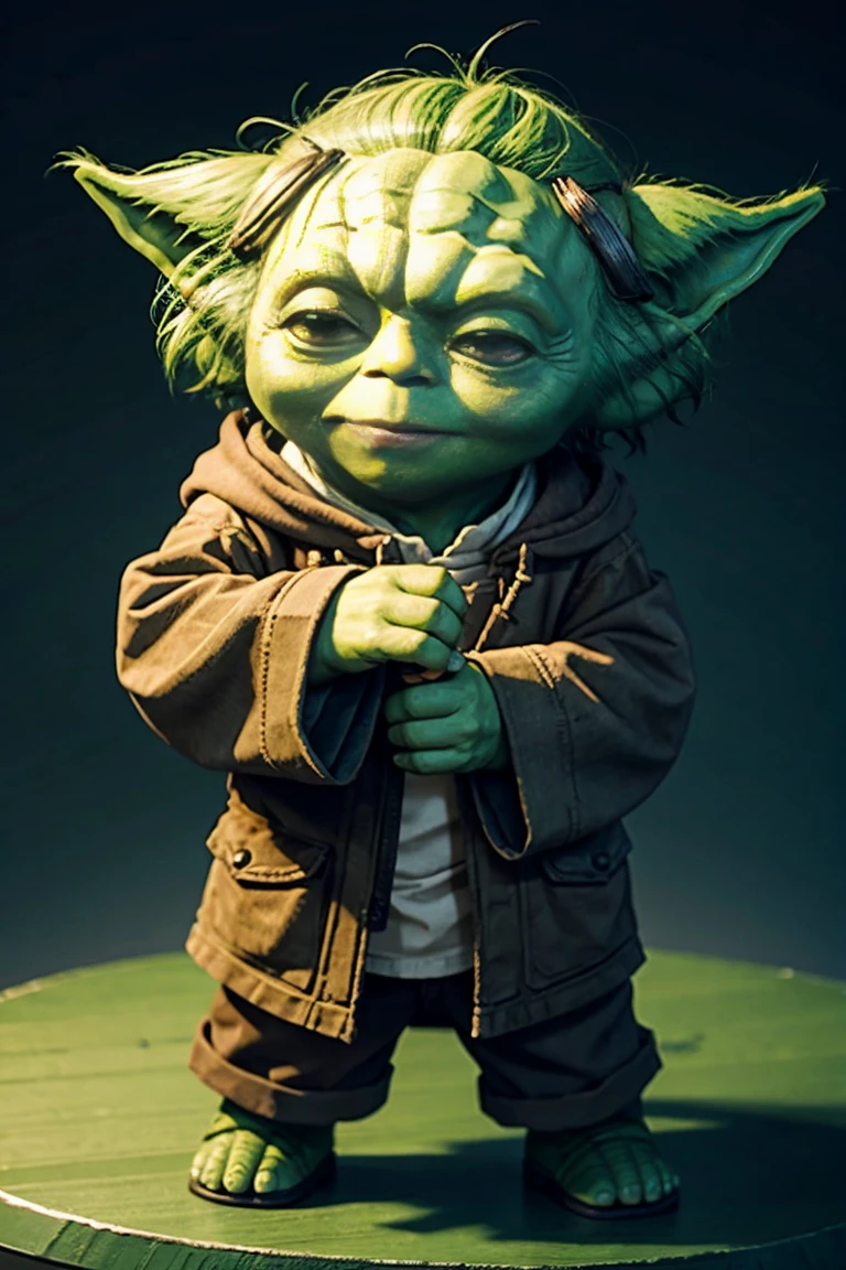 short yoda with a full head of shaggy thick hair