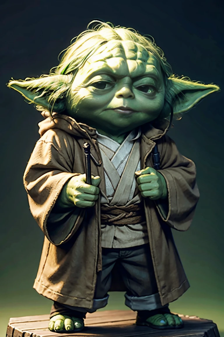 short yoda with a full head of shaggy thick big hair