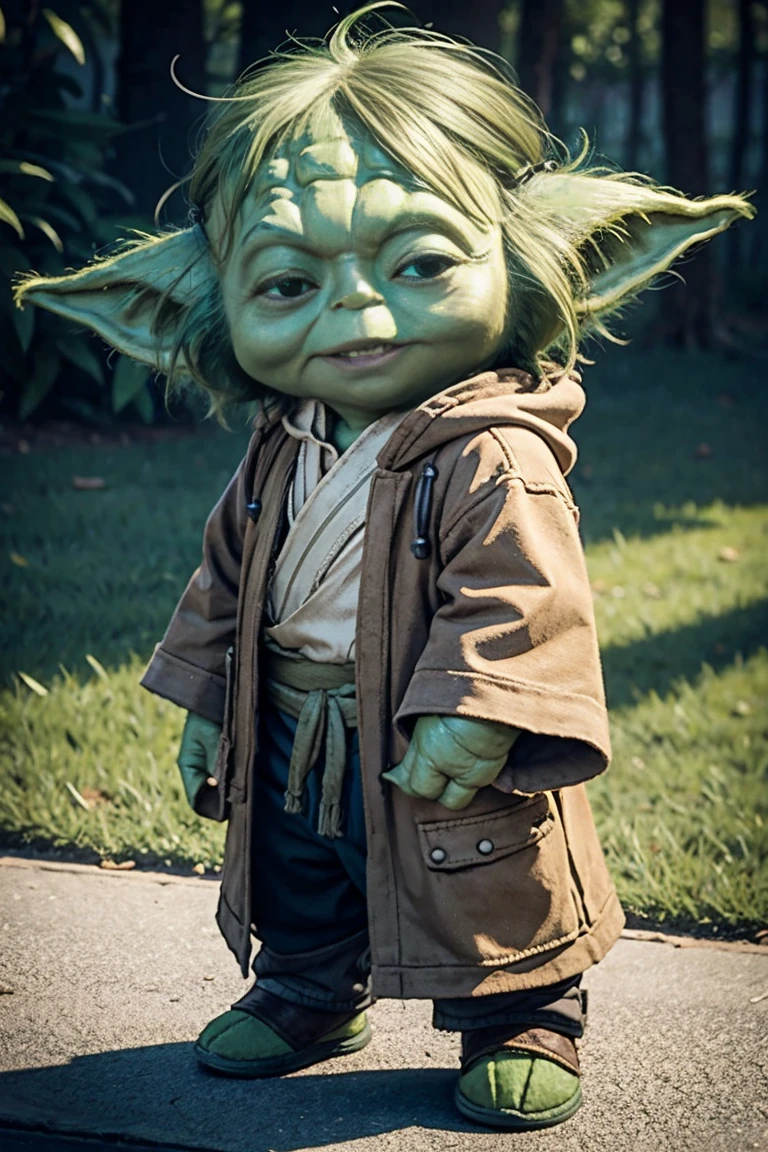 short yoda with a full head of shaggy thick hair