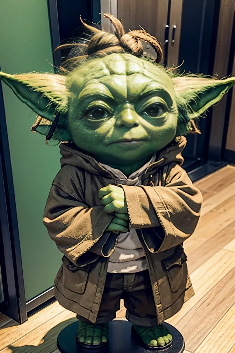 short yoda with a full head of shaggy thick hair