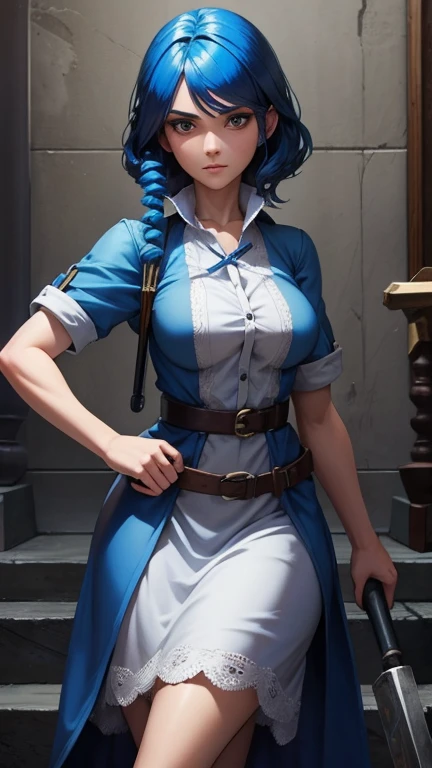 Ranni the witch (blue hair) lifting up her skirt (sheer white gown) and pinching her nipples (small breast) while resting at a site of grace (dark forest background) full face blushing while sweating a lot looking at viewer with horny smile