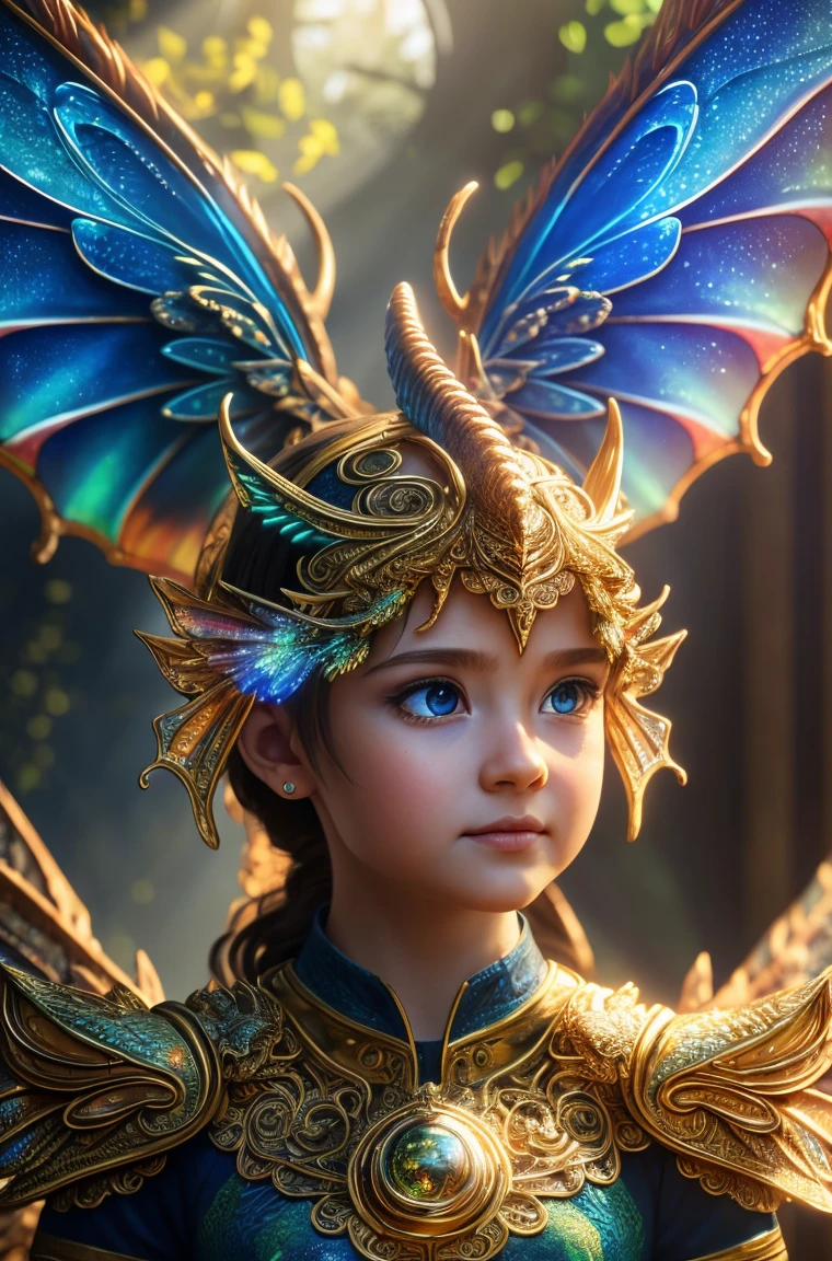 fairy wings on a little cute baby dragon with mesmerizing feature butterfly ethereal wings masterpiece, top quality, best quality, official art, beautiful and aesthetic:1.2), (1dragon), extreme detailed,(fractal art:1.3), colorful, highest detailed, (masterpiece, best quality:1.3) 1 bright-amber, blue, green cat like-eyes, professional digital painting, Unreal Engine 5. playful teasing expression, finely detailed eyes, happy mood, epic scene, epic composition, Cinematic Lighting, Volumetric Lighting, ethereal light, intricate details, extremely detailed volumetric rays. oil painting, Detailed facial features, Sunlight, bright colors, dramatic lighting, expressive eyes, High Resolution, 4K quality, Photorealistic