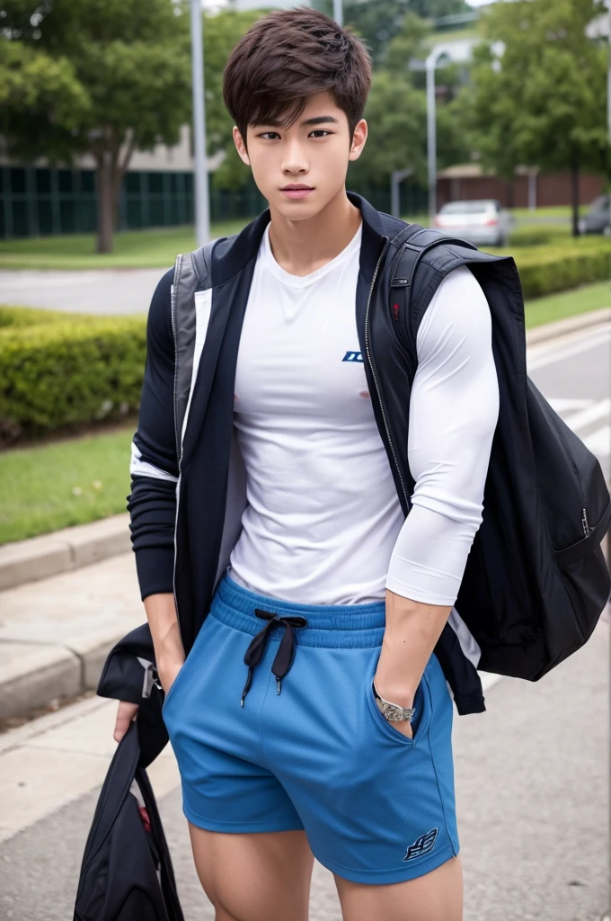 Handsome muscular high school student