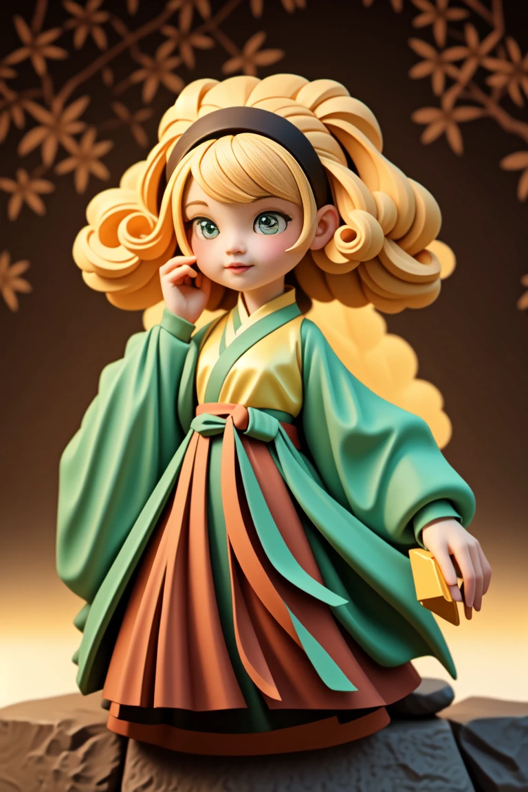 an epic colorful book cover of a 20th century young Blonde 20 year old Swedish witch, green eyes, transported in Tang Dynasty times in ancient China, European face, Tang dynasty clothes, wearing colorful red hanfu, neutral expression, holding a shining magic book, in a palace room, masterpiece, best quality, trending on artstation, intricate details, eerie magical atmosphere, sparkles, epic background, Chinese palace in the background