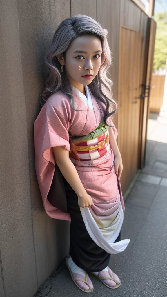 Cute Japanese woman, (16 years old), (Very cute face: 1.3), White and moisturized skin,
BREAK,
Fighter, Kung Fu fighter, Idol,
BREAK,
(Wearing cute kimono: 1.3), (Very revealing kimono), Very large earrings, Short length,
BREAK,
(Long hair), (Gray hair), (Wavy hair), (Gradient pink hair: 1.3), (Red hair at the ends),
BREAK,
(Realistic: 1.3), Masterpiece, Perfect lighting, (Ultra high resolution), (8K), (Very detailed: 1.4), (From the front), Looking at the camera, Melancholy expression, (Full body: 1.3),
BREAK,
(Japanese city streets: 1.2), (Great fire in the background),
BREAK,
(Demon Slayer: 1.4),
BREAK,
(Hellfire: 1.2), Demon,