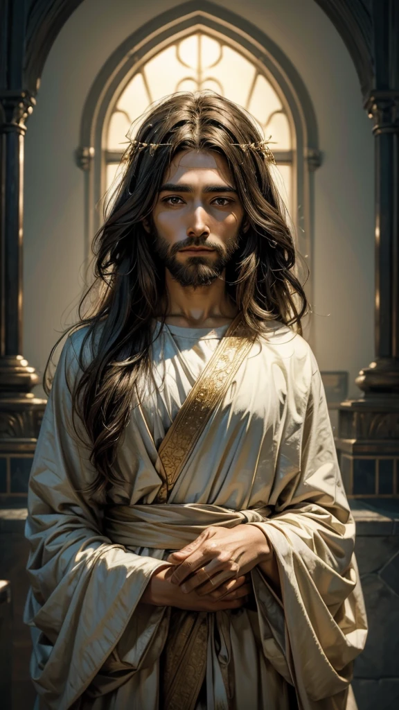 Help me create an image of Jesus Christ with a serene face 