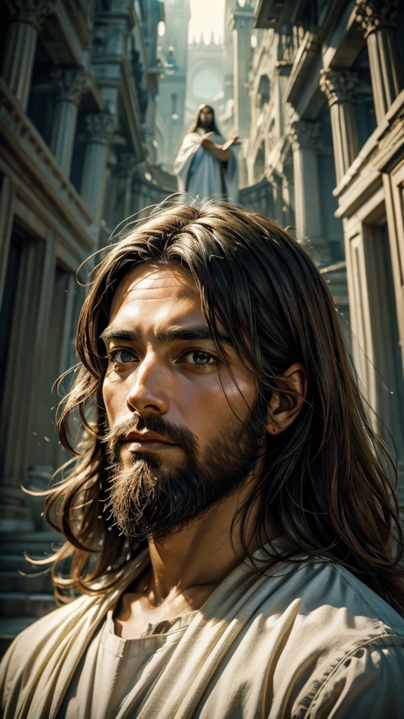 Help me create an image of Jesus Christ with a serene face