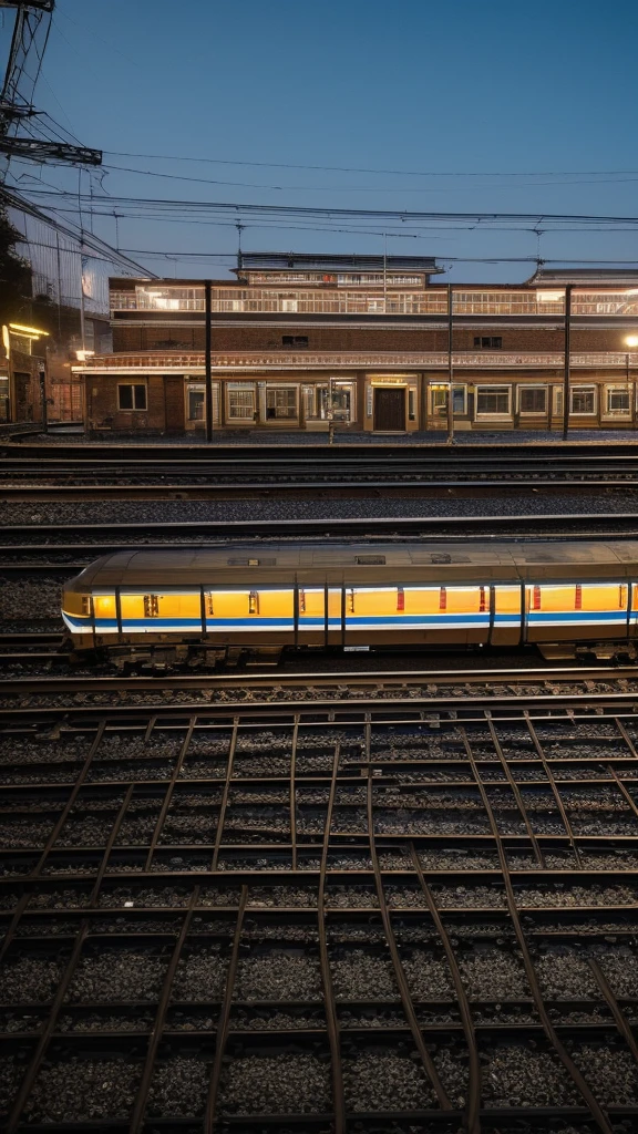 (best quality,4k,8k,highres,masterpiece:1.2), ultra-detailed, (realistic,photorealistic,photo-realistic:1.37), abandoned railway line, late-night platform, people seeing off, station attendant, passengers looking out of train windows, dimly lit platform illuminated by few streetlights, people waving flags to farewell the train, people crying, people shouting, 3-car train, crowded platform, old station building, vague and bright cityscape illuminated by train and station lights