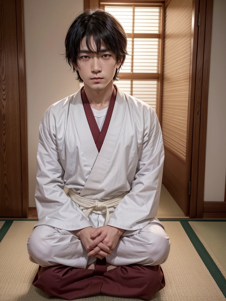 To create an outfit inspired by Satoru Gojo from "JUJUTSU KAİSEN", combined with a Japanese teacher uniform and Buddhist elements, you may consider the following details: the character is male he looks like the buddha from record of ragnarok and he is a sensei

