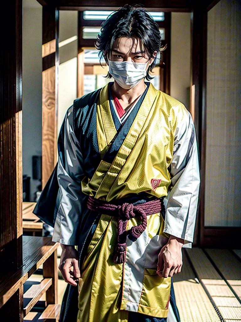 To create an outfit inspired by Satoru Gojo from "JUJUTSU KAİSEN", combined with a Japanese teacher uniform and Buddhist elements, you may consider the following details: the character is male he looks like the buddha from record of ragnarok and he is a sensei