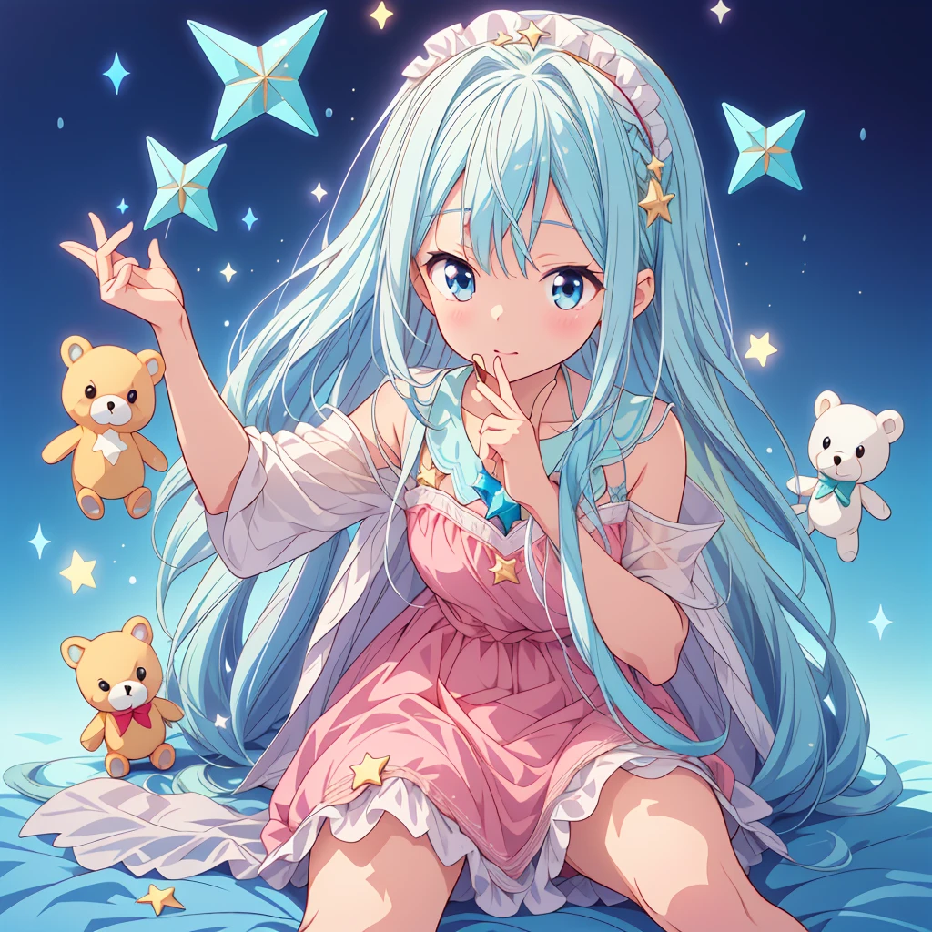 Star Fairyで白くて青いかわいい幻想の生き物、Star Fairy、stuffed toy、cg,stuffed toyにフォーカス、stuffed toy