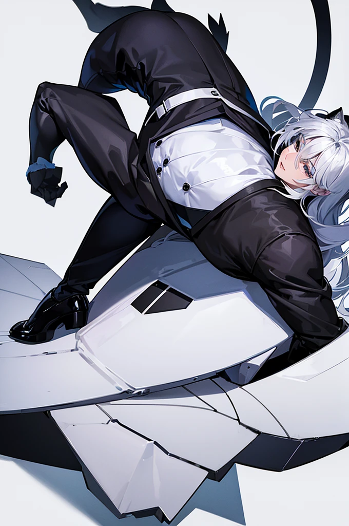 Make me a suit inspired by the black and Argentine panther but with a white color