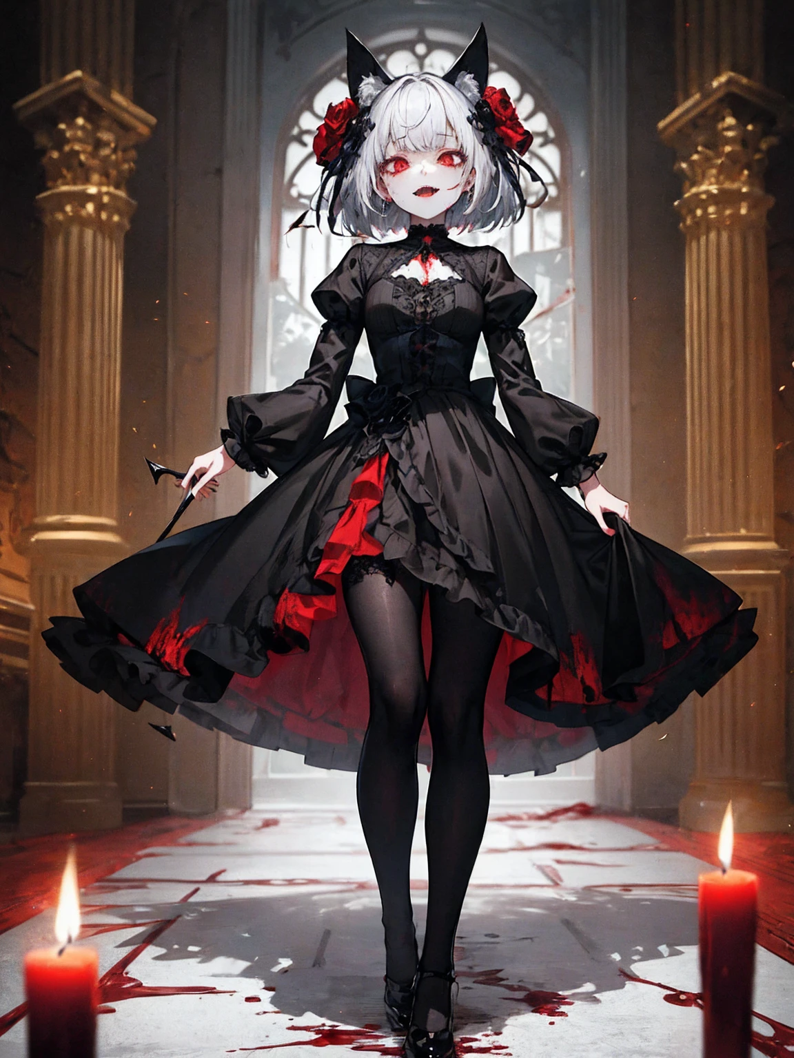 masterpiece, Highest quality, High resolution,(Highest quality,4K,High resolution,masterpiece:1.2),Very detailed,Realistic:1.37,masterpiece, Highest quality, Exquisitely crafted, woman, beautiful, elegant, smile, Blood, iridescent Long Hair, bangs, skirt, shirt, Long sleeve, Frills, shoes, (Red and Black:1.4), flower, spooky, Horror, head蓋Bones, Long Hair, Black Hair, Candles, Blood, hair flower, Dead, hair ornaments, Bone, doll, head蓋Bone, skeleton, Horror (theme),spooky altar background,Dark fantasy,Red color scheme,Ominous atmosphere,eyeを引く,Storytelling,???????,Anime Style,Concept Art,beautiful細部までこだわった顔と (((赤いeye ))),A terrifying ritual ,Satanic Ritual,Premature death,Improper behavior,クレイジーなsmile,Scythe Face,Girl Monster, beautiful, Delicate facial features, 鋭いeye, Sharp Fangs, 青White skin, blonde,robot,Cursed Painting, Dark Background, Cinema Lighting, Dramatic Shadows, Gothic style, Gloomy atmosphere, Dark fantasy, One Girl, , Please open your mouth wide, Open your mouth and baring your teeth,Sharp teeth like a beast, Wide lips, very wide mouth, Vermilion cheeks, ,(Bloodしぶき:1.4),Scary smile, smile,Fallen angel design, ねじれたsmile、Bloodまみれの、headからの出Blood,、Bloodしぶき、,(Bloodしぶき:1.4),Crossbones, head蓋Bone,Horror 一人の男の子, Cream colored hair, Gray Hair, Pearly hair, nice boy, Bunny ears, Loose-fitting clothing, Larger clothes, dark red eye, eyeの下のたるみ, dark circles under eye, やみcute, Fluffy hair, Voluminous Hair, skinny, slim, very skinny, Androgynous, cute, spooky, short hair, Horror, Faded colors, White skin, spooky, Unnaturally thin, I&#39;I am hungry, eye, eye in background, sharp eye, Long eyelashes, Under the eyelashes, Loose shorts, レースshirt, Frillsshirt, Tie the ribbon&#39;head, Detailed clothing, A loose cardigan, Open cardigan, 滴るBlood, that&#39;terrible, nightmare, Haunted, stitch, patchwork, string, Injury, hell, Injury on arms, self-harm, cut, Black Fingers, factory, Abandoned, A dismembered ghost,Many heads,Many heads,Lots of faces,Multiple faces,Multiple Girls,Frolicking Girl,複数のwoman,tea ,クレイジーなsmile,look up,Face shot,Scythe Face,Girl Monster, slave,beautiful, Detailed portrait, Delicate facial features, 鋭いeye, Sharp Fangs, 青White skin, Thick chain, Dark Background, Cinema Lighting, Dramatic Shadows, Gothic style, Gloomy atmosphere, Dark fantasy, One Girl, , Please open your mouth wide, Open your mouth and baring your teeth,Sharp teeth like a beast, Wide lips, very wide mouth, Vermilion cheeks, ,(Bloodしぶき:1.6),Scary face, Laughter　Witch design, ねじれたsmile、Bloodまみれの、headからの出Blood,,、Bloodしぶき、,(Bloodしぶき:1.6),Crossbones, head蓋Bone,　, Horrorスタイル, ((Fantasy Witch Costume)), ((Flowing white hair)), ,(Bloodしぶき:1.6),womanの曲線, Large Breasts, Thick thighs, Sexy flat stomach, Perfect hands, Perfect anime face, ((dark lolita dress)), Are standing, ((邪悪なsmile)), ,(Bloodしぶき:1.6),Victorian cities, gaslight, Steam circulates, Moonlight Illumination, night lighting, A sky filled with stars and galaxies,disaster々new devil horns,,(Bloodしぶき:1.6),アニメゾンビWitch design, ねじれたsmile、Bloodまみれの、headからの出Blood,,、Bloodしぶき、,(Bloodしぶき:1.6),Crossbones, head蓋Bone,,Photo Background,Wide Shot,Scythe Face,Girl Monster, slave,beautiful, Detailed portrait, Delicate facial features, 鋭いeye, Sharp Fangs, 青White skin, Thick chain, Dark Background, Cinema Lighting, Dramatic Shadows, Gothic style, Gloomy atmosphere, Dark fantasy, One Girl, , Please open your mouth wide, Open your mouth and baring your teeth,Sharp teeth like a beast, Wide lips, very wide mouth, Vermilion cheeks, ,(Bloodしぶき:1.6),Scary face, Laughter　Witch design, ねじれたsmile、Bloodまみれの、headか