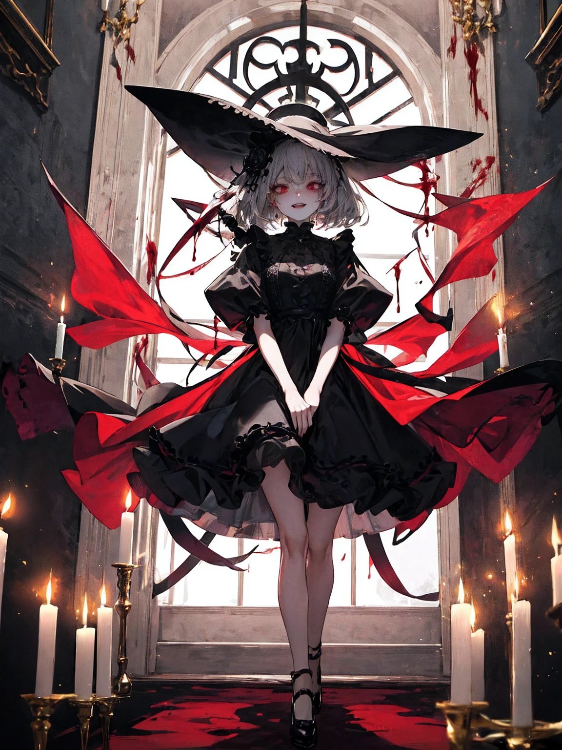 masterpiece, Highest quality, High resolution,(Highest quality,4K,High resolution,masterpiece:1.2),Very detailed,Realistic:1.37,masterpiece, Highest quality, Exquisitely crafted, woman, beautiful, elegant, smile, Blood, iridescent Long Hair, bangs, skirt, shirt, Long sleeve, Frills, shoes, (Red and Black:1.4), flower, spooky, Horror, head蓋Bones, Long Hair, Black Hair, Candles, Blood, hair flower, Dead, hair ornaments, Bone, doll, head蓋Bone, skeleton, Horror (theme),spooky altar background,Dark fantasy,Red color scheme,Ominous atmosphere,eyeを引く,Storytelling,anatomy,Anime Style,Concept Art,beautiful細部までこだわった顔と (((赤いeye ))),A terrifying ritual ,Satanic Ritual,Premature death,Improper behavior,クレイジーなsmile,Scythe Face,Girl Monster, beautiful, Delicate facial features, 鋭いeye, Sharp Fangs, 青White skin, blonde,robot,Cursed Painting, Dark Background, Cinema Lighting, Dramatic Shadows, Gothic style, Gloomy atmosphere, Dark fantasy, One Girl, , Please open your mouth wide, Open your mouth and baring your teeth,Sharp teeth like a beast, Wide lips, very wide mouth, Vermilion cheeks, ,(Bloodしぶき:1.4),Scary smile, smile,Fallen angel design, ねじれたsmile、Bloodまみれの、headからの出Blood,、Bloodしぶき、,(Bloodしぶき:1.4),Crossbones, head蓋Bone,Horror 一人の男の子, Cream colored hair, Gray Hair, Pearly hair, nice boy, Bunny ears, Loose-fitting clothing, Larger clothes, dark red eye, eyeの下のたるみ, dark circles under eye, やみcute, Fluffy hair, Voluminous Hair, skinny, slim, very skinny, Androgynous, cute, spooky, short hair, Horror, Faded colors, White skin, spooky, Unnaturally thin, I'I am hungry, eye, eye in background, sharp eye, Long eyelashes, Under the eyelashes, Loose shorts, レースshirt, Frillsshirt, Tie the ribbon'head, Detailed clothing, A loose cardigan, Open cardigan, 滴るBlood, that'terrible, nightmare, Haunted, stitch, patchwork, string, Injury, hell, Injury on arms, self-harm, cut, Black Fingers, factory, Abandoned, A dismembered ghost,Many heads,Many heads,Lots of faces,Multiple faces,Multiple Girls,Frolicking Girl,複数のwoman,tea ,クレイジーなsmile,look up,Face shot,Scythe Face,Girl Monster, slave,beautiful, Detailed portrait, Delicate facial features, 鋭いeye, Sharp Fangs, 青White skin, Thick chain, Dark Background, Cinema Lighting, Dramatic Shadows, Gothic style, Gloomy atmosphere, Dark fantasy, One Girl, , Please open your mouth wide, Open your mouth and baring your teeth,Sharp teeth like a beast, Wide lips, very wide mouth, Vermilion cheeks, ,(Bloodしぶき:1.6),Scary face, Laughter Witch design, ねじれたsmile、Bloodまみれの、headからの出Blood,,、Bloodしぶき、,(Bloodしぶき:1.6),Crossbones, head蓋Bone, , Horrorスタイル, ((Fantasy Witch Costume)), ((Flowing white hair)), ,(Bloodしぶき:1.6),womanの曲線, Large Breasts, Thick thighs, Sexy flat stomach, Perfect hands, Perfect anime face, ((dark ta dress)), Are standing, ((邪悪なsmile)), ,(Bloodしぶき:1.6),Victorian cities, gaslight, Steam circulates, Moonlight Illumination, night lighting, A sky filled with stars and galaxies,disaster々new devil horns,,(Bloodしぶき:1.6),アニメゾンビWitch design, ねじれたsmile、Bloodまみれの、headからの出Blood,,、Bloodしぶき、,(Bloodしぶき:1.6),Crossbones, head蓋Bone,,Photo Background,Wide Shot,Scythe Face,Girl Monster, slave,beautiful, Detailed portrait, Delicate facial features, 鋭いeye, Sharp Fangs, 青White skin, Thick chain, Dark Background, Cinema Lighting, Dramatic Shadows, Gothic style, Gloomy atmosphere, Dark fantasy, One Girl, , Please open your mouth wide, Open your mouth and baring your teeth,Sharp teeth like a beast, Wide lips, very wide mouth, Vermilion cheeks, ,(Bloodしぶき:1.6),Scary face, Laughter Witch design, ねじれたsmile、Bloodまみれの、headか